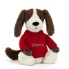 Bashful Fudge Puppy with Personalised Red Jumper