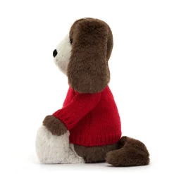 Bashful Fudge Puppy with Personalised Red Jumper