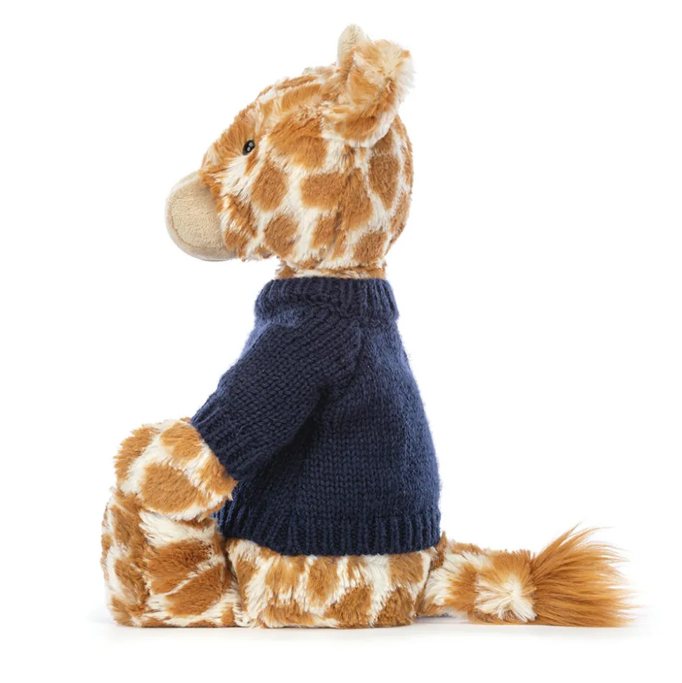 Bashful Giraffe with Personalised Navy Jumper