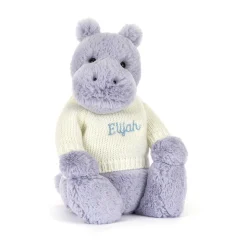 Bashful Hippo with Personalised Cream Jumper