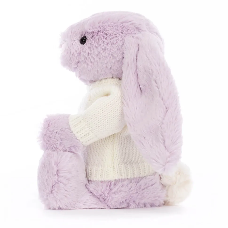 Bashful Lilac Bunny with Personalised Cream Jumper
