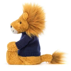 Bashful Lion with Personalised Navy Jumper