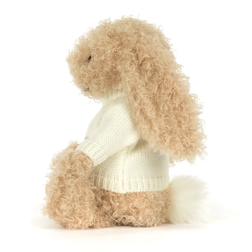 Bashful Luxe Bunny Curly with Personalised Cream Jumper