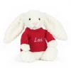 Bashful Luxe Bunny Nimbus with Personalised Red Jumper