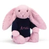 Bashful Tulip Pink Bunny with Personalised Navy Jumper