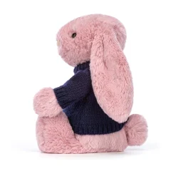 Bashful Tulip Pink Bunny with Personalised Navy Jumper