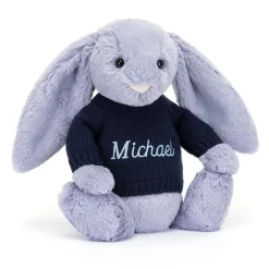 Bashful Viola Bunny with Personalised Navy Jumper