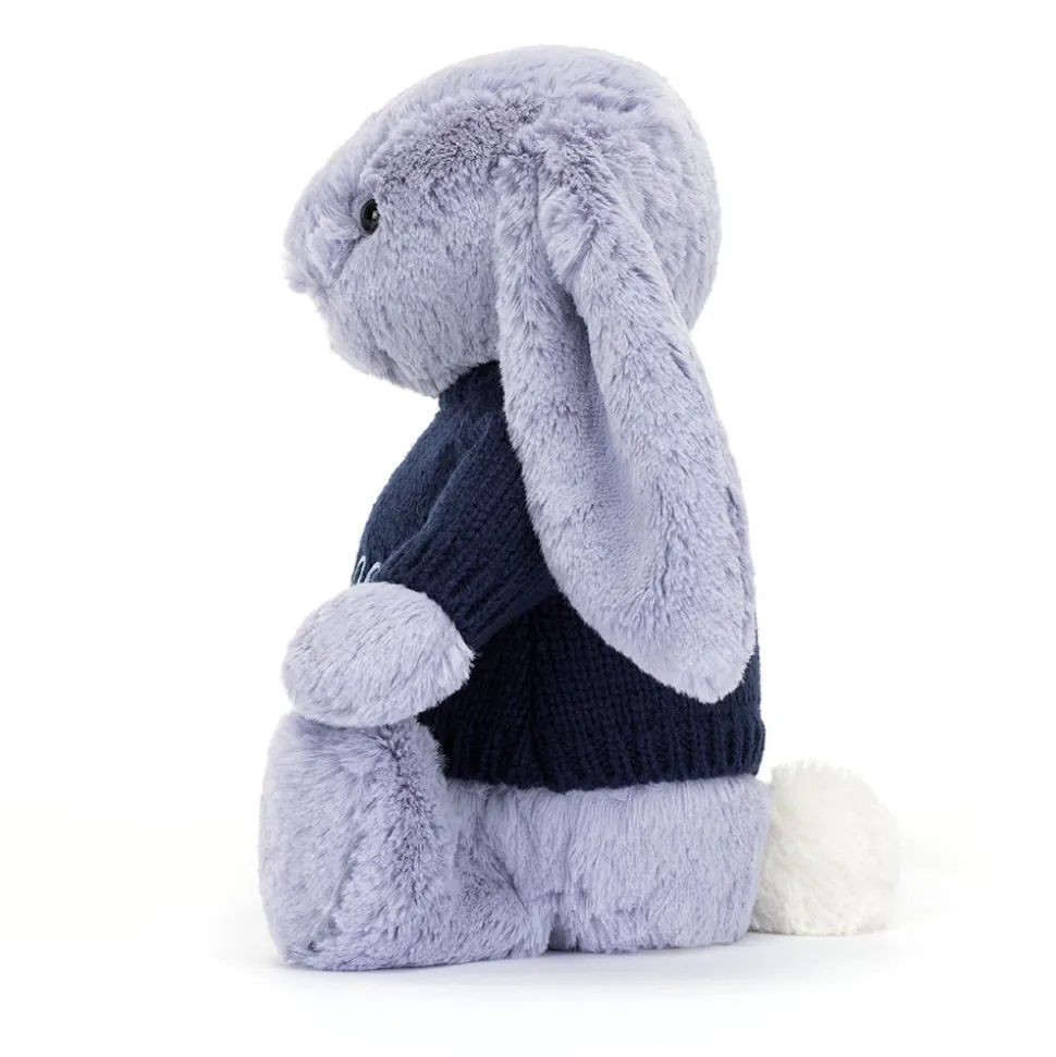 Bashful Viola Bunny with Personalised Navy Jumper