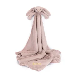 Personalised Bashful Luxe Bunny Rosa Blankie